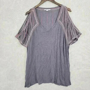 O'Neill Embroidered  V neck Cold Shoulder Women's Blouse M Oversized 3501C